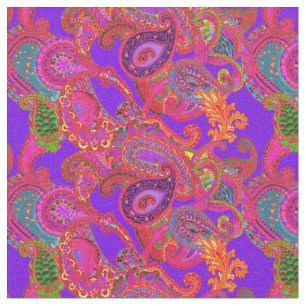 Melange Paisley in Hot Lila und Scarlet Stoff