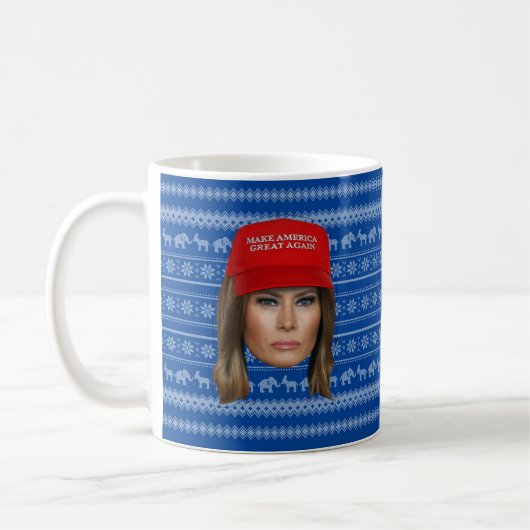 Melania Trump MAGA Weihnachten Kaffeetasse (Links)