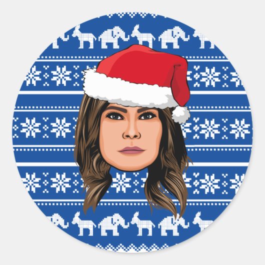 MELANIA TRUMP Weihnachten Runder Aufkleber (Vorderseite)