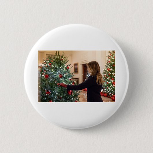 Melania-Trumpf, der Weihnachtsbaum verziert Button (Vorderseite)
