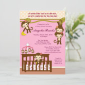 Melanie-Affe-Babyparty-Einladungen Einladung (Stehend Vorderseite)