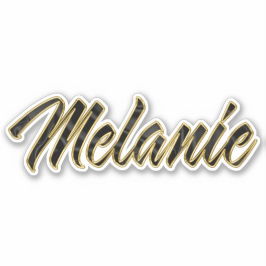 Melanie black gold Lettering Aufkleber Sticker (Vorderseite)