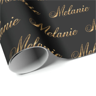 Melanie gold Design Lettering Geschenkpapier