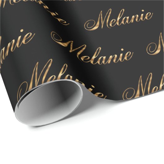 Melanie gold Design Lettering Geschenkpapier (Rolleneckpunkt)