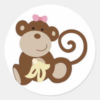 Melanie Monkey Girl Runder Aufkleber