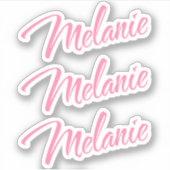 Melanie Name pink dekorative kursive x3 Aufkleber (Vorderseite)