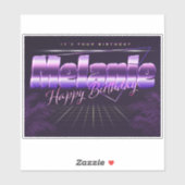 Melanie Name Vorname lila retro Sticker Geburtstag (Blatt)