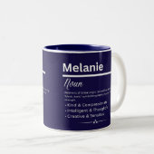 Melanie, personalisierter Name Definition Tasse (VorderseiteRechts)