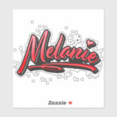Melanie red Heart Graffiti Aufkleber Sticker (Blatt)