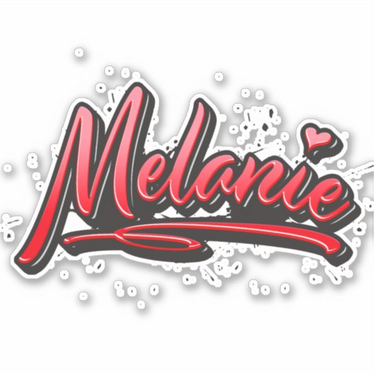 Melanie red Heart Graffiti Aufkleber Sticker (Vorderseite)