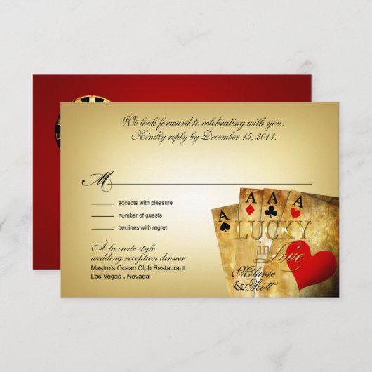 Melanie & Scott Las Vegas All in UAWG 5x3,5 RSVP Karte (Vorne/Hinten)
