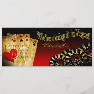 Melanie & Scott Las Vegas Red Black Gold LINEN Einladung