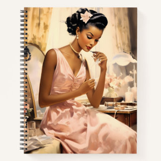 Melanierte bezaubernde 1940er-Make-Up-Girly-Spiral Notizblock