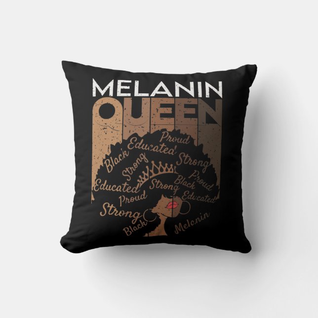 Melanin Afro Queen Word Art Kissen (Vorderseite)