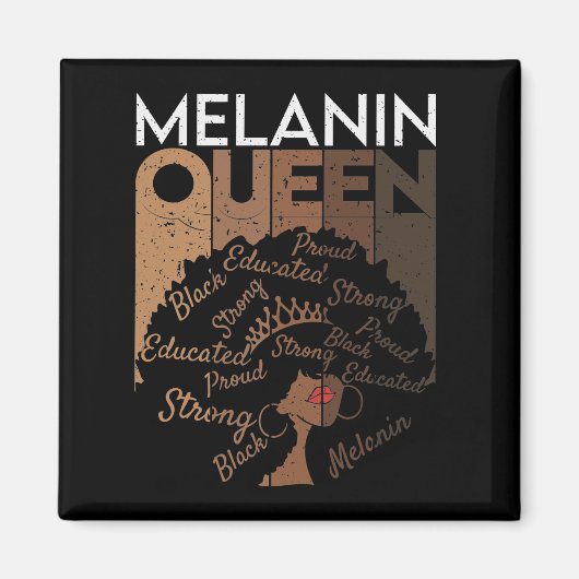 Melanin Afro Queen Word Art Magnet (Vorne)
