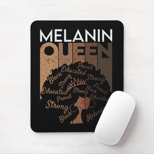Melanin Afro Queen Word Art Mousepad (Mit Mouse)