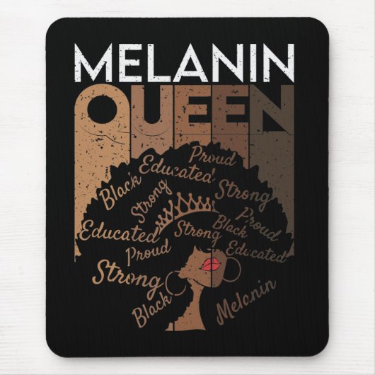 Melanin Afro Queen Word Art Mousepad (Vorne)