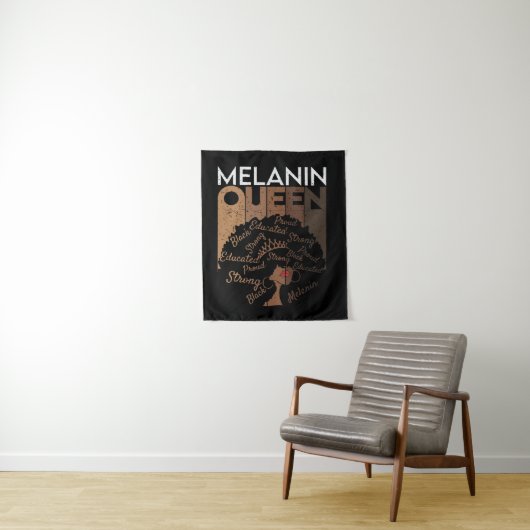 Melanin Afro Queen Word Art Wandteppich (Beispiel)