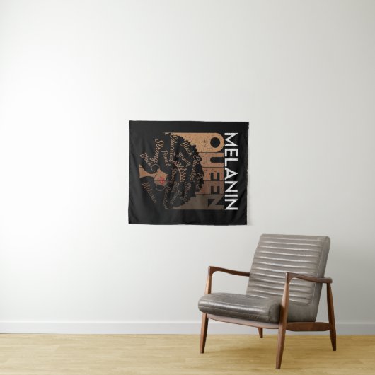 Melanin Afro Queen Word Art Wandteppich (Beispiel (Horizontal))