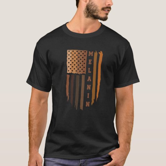 Melanin American Flag - Black History T , Melanin T-Shirt (Vorderseite)