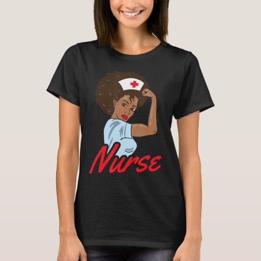 Melanin Black Nurse Bekleidungsgeschenk Afrikanisc T-Shirt (Vorderseite)