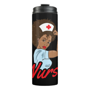Melanin Black Nurse Bekleidungsgeschenk Afrikanisc Thermosbecher