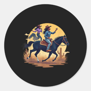 Melanin Black Women Western Rodeo Black Cowgirls T Runder Aufkleber