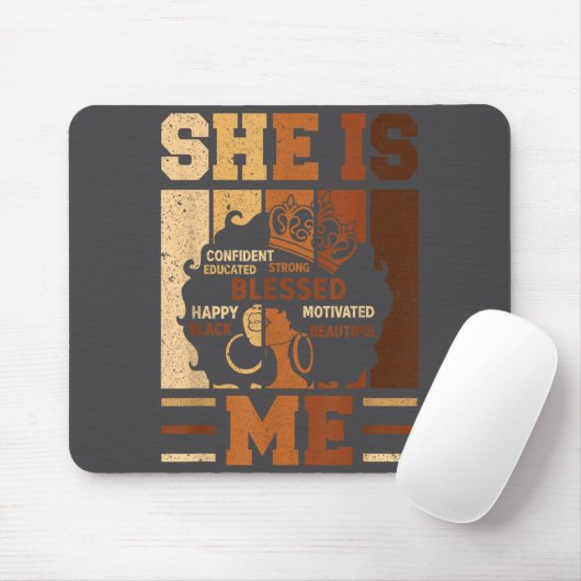 Melanin Blessed She Queen Beautiful Afro Black Me  Mousepad (Mit Mouse)