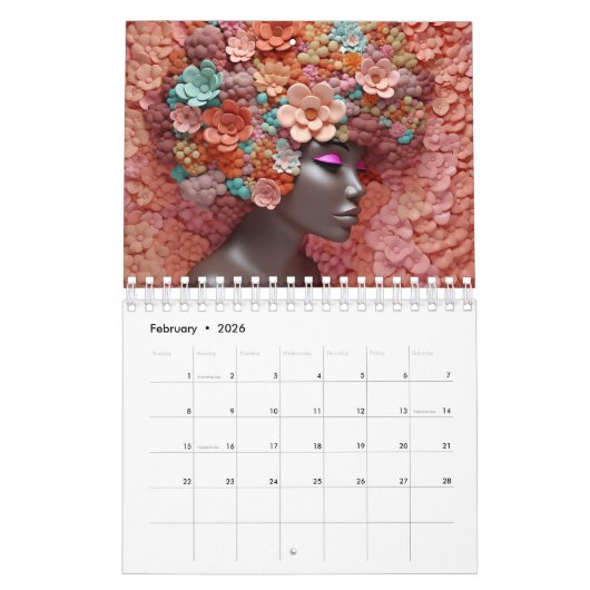 Melanin-Blume aus schwarzem Melanin Kalender (Feb 2026)