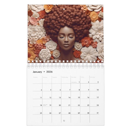 Melanin-Blume aus schwarzem Melanin Kalender (Jan 2026)