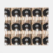 Melanin Braut mit Afrolook Fleecedecke (Vorderseite (Horizontal))