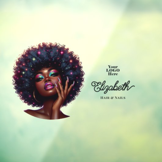 Melanin Chic Afro Beauty Imitats Holographic Salon Fensteraufkleber (Blatt 3)