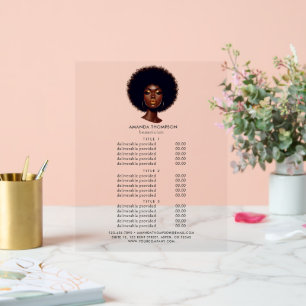 Melanin Chic Afro Hair Salon Preise und Dienstleis Acrylschild