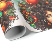 Melanin Christmas Black Queen Melanin Woman Xmas Geschenkpapier (Rolleneckpunkt)