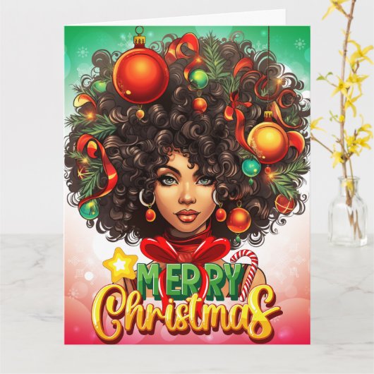 Melanin Christmas Black Queen Melanin Woman Xmas Karte (Gelbe Blume)