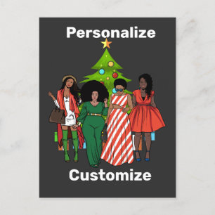 Melanin Christmas Black Sista Personalize Custom Feiertagspostkarte