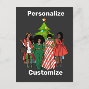 Melanin Christmas Black Sista Personalize Custom Postkarte