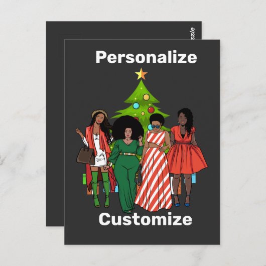 Melanin Christmas Black Sista Personalize Custom Postkarte (Vorne/Hinten)