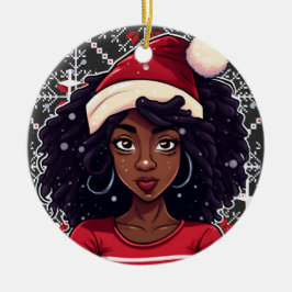 Melanin Christmas Magic Black Girl Woman Sista Keramik Ornament