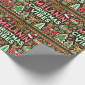 Melanin Christmas Vibes Wrapping Paper Geschenkpapier (Ecke)