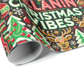 Melanin Christmas Vibes Wrapping Paper Geschenkpapier (Rolleneckpunkt)