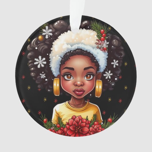 Melanin Christmas Winter Black Girl Magic Sista Ornament (Vorderseite)
