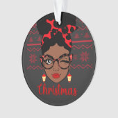 Melanin Christmas Winter Black Girl Magic Sista Ornament (Vorderseite)
