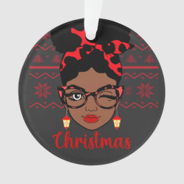 Melanin Christmas Winter Black Girl Magic Sista Ornament