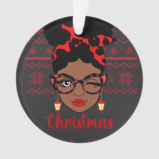 Melanin Christmas Winter Black Girl Magic Sista Ornament (Vorderseite)