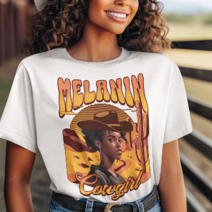 MELANIN COWGIRL Schwarzes Mädchen Western Cowboy T-Shirt