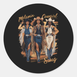 Melanin Cowgirls African Melanin Cowgirl Swag Blac Runder Aufkleber