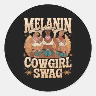 Melanin Cowgirls Swag African Melanin Cowgirl Blac Runder Aufkleber
