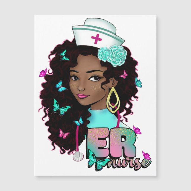 Melanin der Krankenschwester der schwarzen Kranken Magnetkarte (Vorderseite)