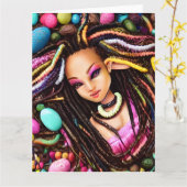 Melanin Easter Egg Rainbow Spring Sista Girl Karte (Gelbe Blume)